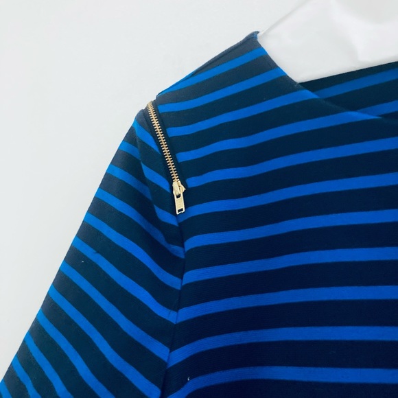 Striped black and blue casual dress. Size XL. Cotton spandex. - Picture 3 of 9